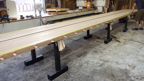 タモ2枚接ぎ天板　加工